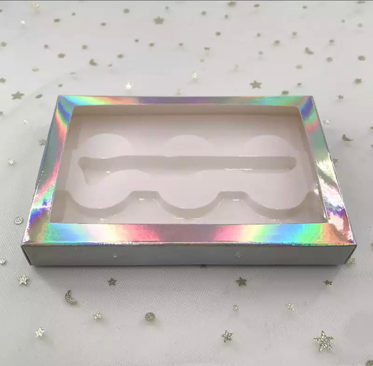 Holographic 3pairs Lash Box with Lash Tweezer shape