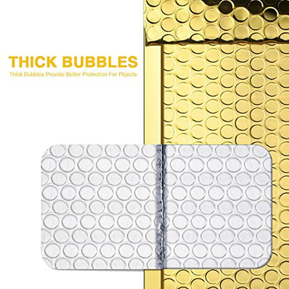#000 Glamor Metallic Gold Poly Bubble Mailers Envelopes Bags 4x8 Extra Wide---FREE SHIPPING