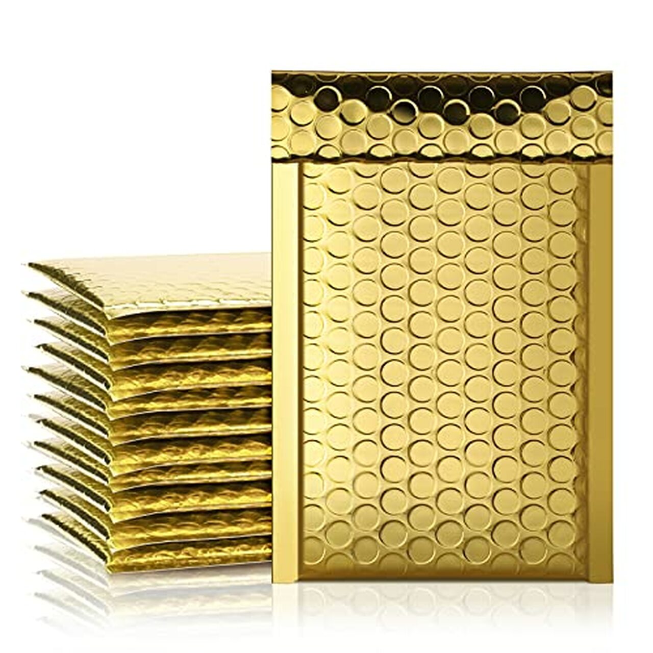 #000 Glamor Metallic Gold Poly Bubble Mailers Envelopes Bags 4x8 Extra Wide---FREE SHIPPING