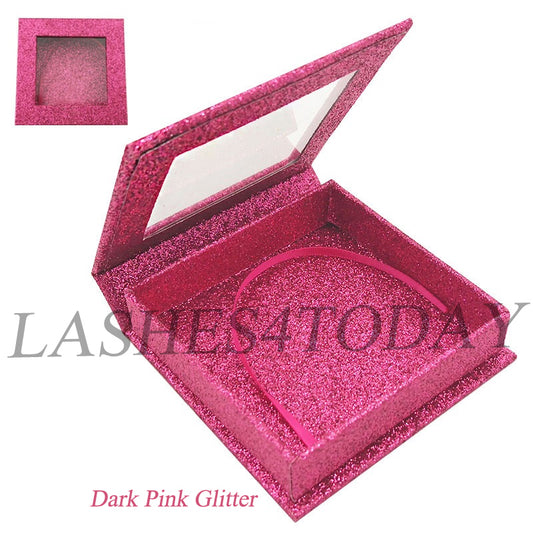 Dark Pink Glitter Square Eyelashes Case