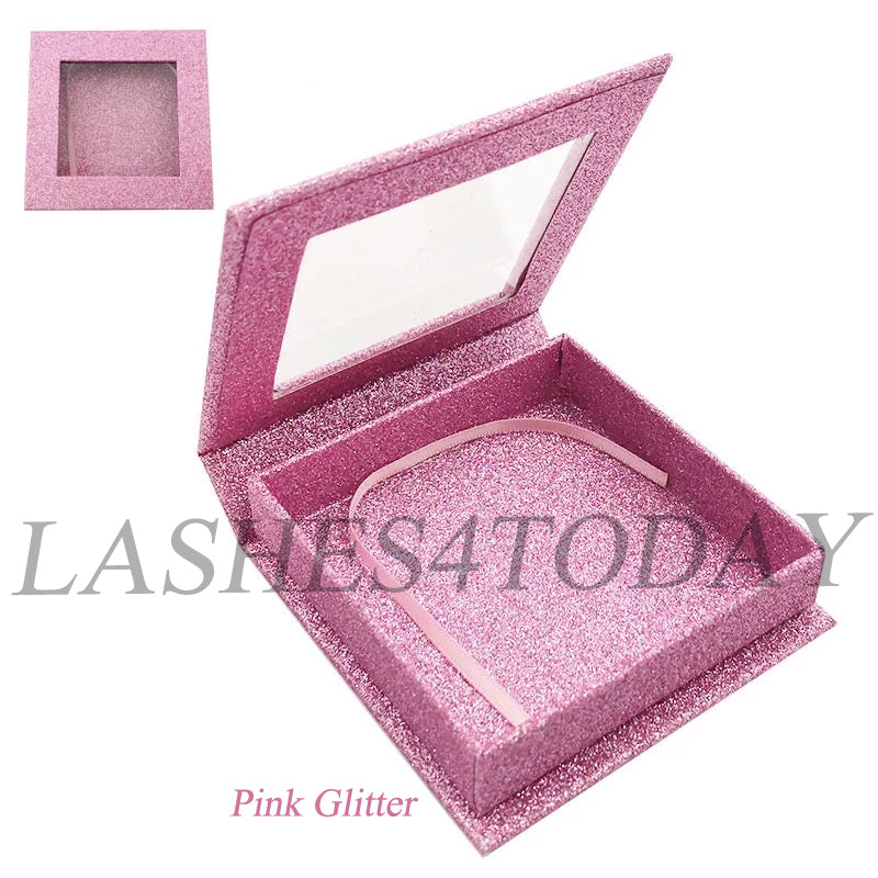 Pink Glitter Square Eyelashes Case