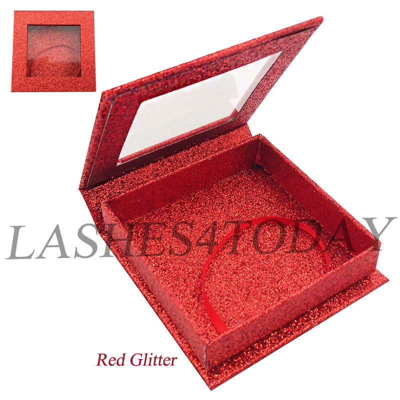 Red Glitter Square Eyelashes Case