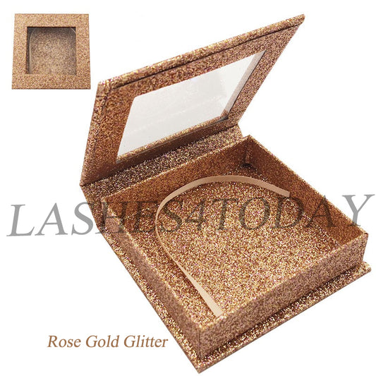 Rose Gold Glitter Square Eyelashes Case