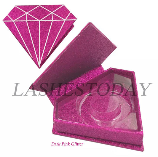Dark Pink Glitter Diamond Eyelashes Case