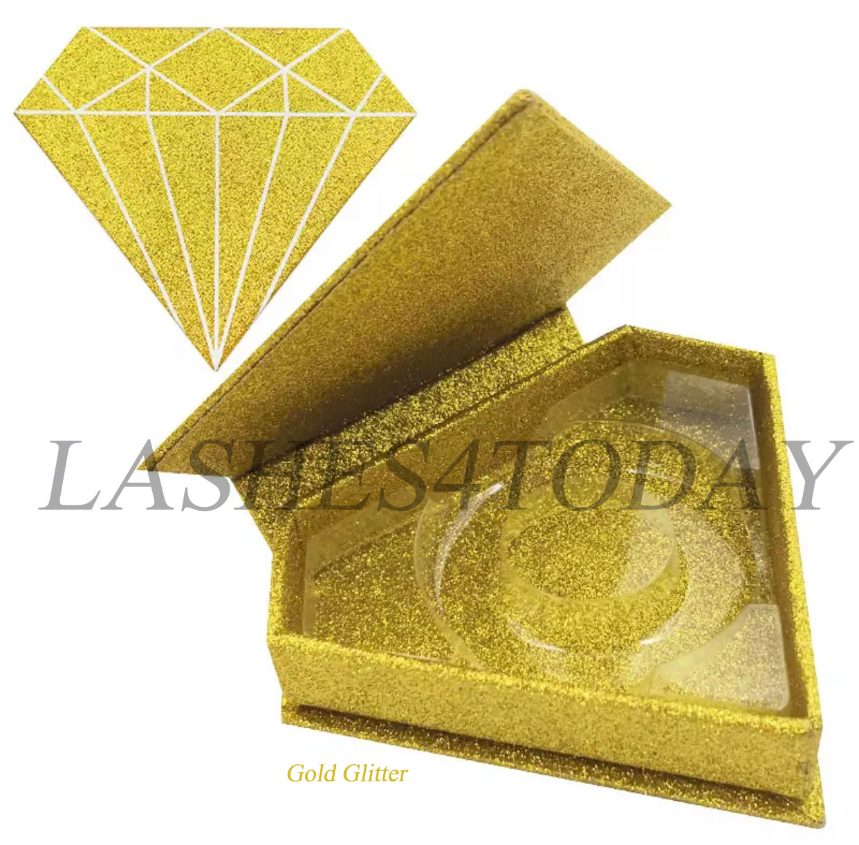 Gold Glitter Diamond Eyelashes Case