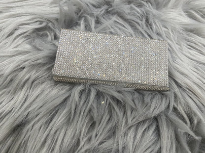 Clear Crystal Bling Rhinestone Rectangular Sliding-Lid Eyelashes Case