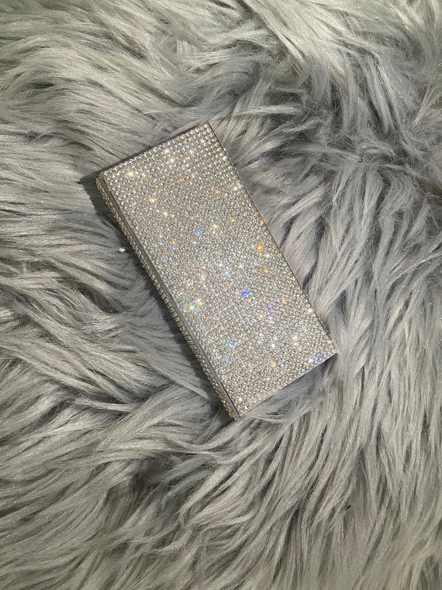 Clear Crystal Bling Rhinestone Rectangular Sliding-Lid Eyelashes Case