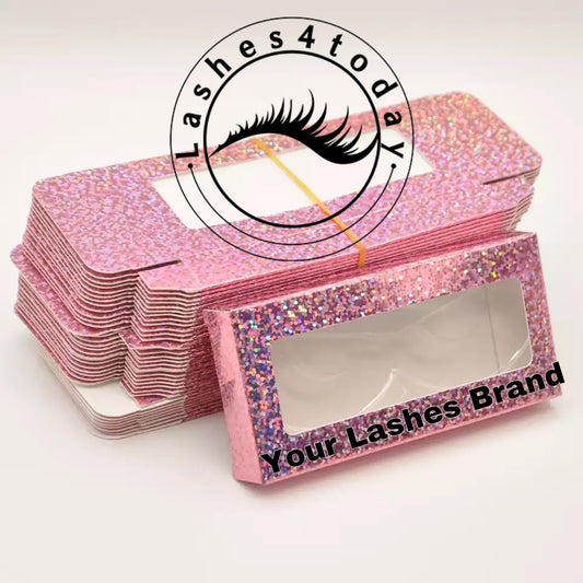 Rainbow Pink lashes blank paper box packing  for eyelash