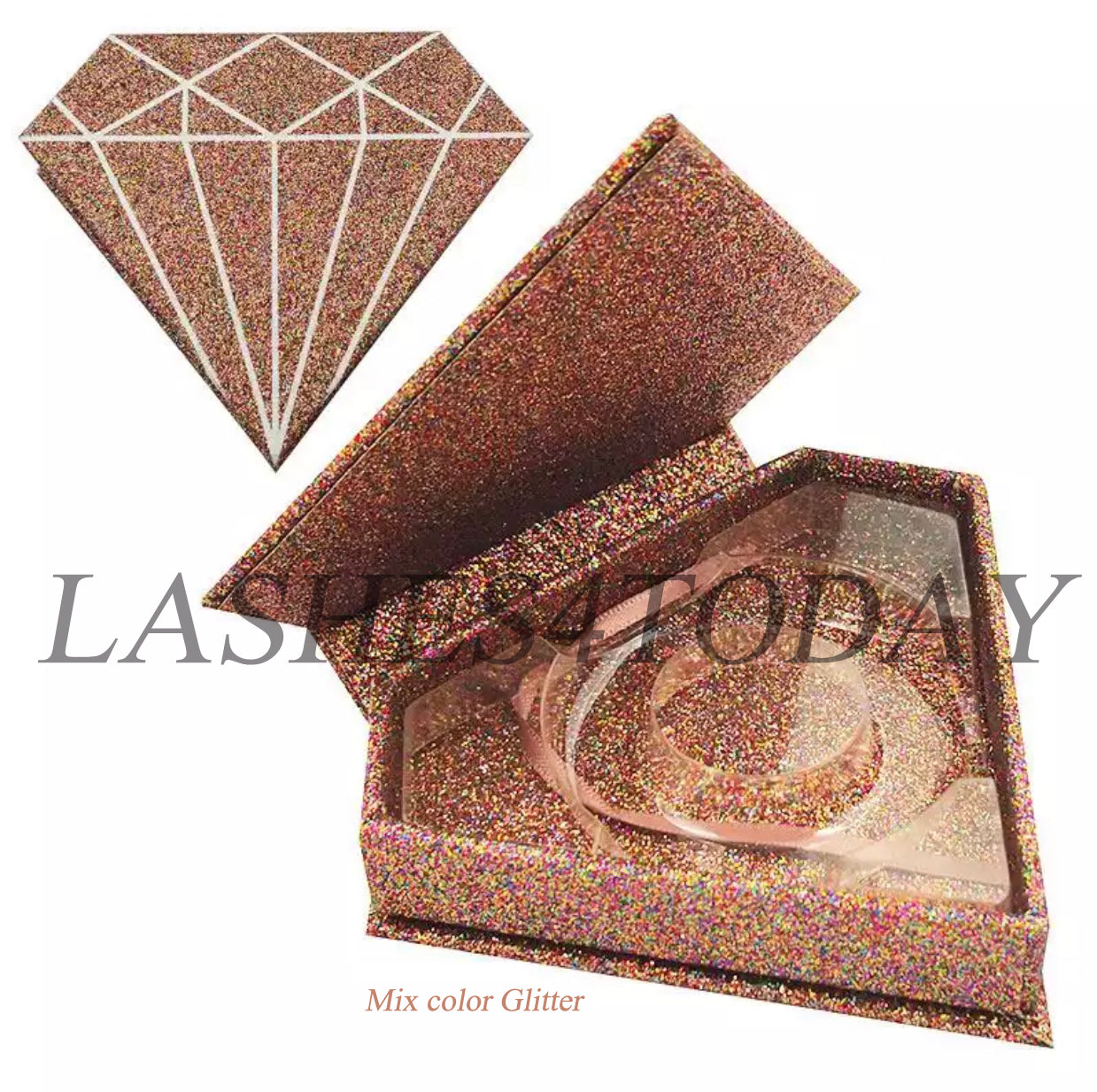 Mix Color Glitter Diamond Eyelashes Case