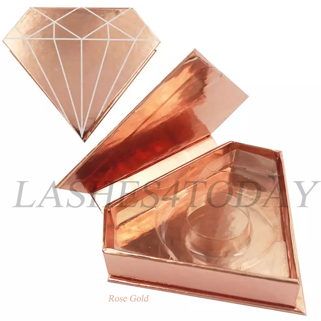 Rose Gold Diamond Eyelashes Case